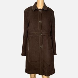 Coach Button Brown Longline Wool Blend Peacoat Women’s Size M